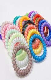 Gum Coil Hair Tie 65cm Telephone Wire Cord Ponytail Holder Girls Elastic Hairband Ring Rope Candy Colour Bracelet Stretchy Women H8294588