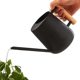 Flower Watering Pot Plants Can Household Shower Long Spout Open Top Wooden Handle Stainless Steel For Garden Trees 240411