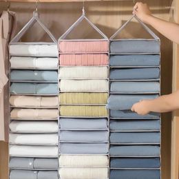 Storage Boxes Solid Colour PVC Material Household Multifunction Hanging Bag Wardrobe Clothing Pant Multi-layer Organise