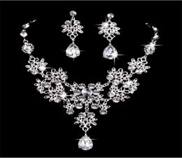 Bridal Crystal Necklace Earring Set Shiny Wedding Professional Jewelry Five Crystal Colors Extravagant And Beautiful Bride Jewelry9848862