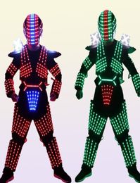 RGB Colour LED Growing Robot Suit Costume Men LED Luminous Clothing Dance Wear For Night Clubs Party KTV Supplies9513273