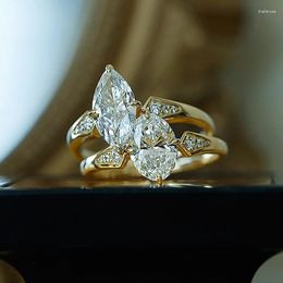 Cluster Rings Apaison 925 Sterling Silver Sparkling High Carbon Diamond For Women Fine Jewellery Female Finger Ring Bride Wedding