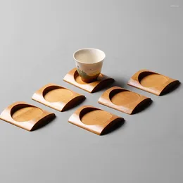 Tea Trays Chinese Style Bamboo For Cup 6pcs Natural Material Anti Scald Holder