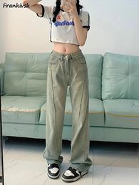 Women's Jeans Vintage Women Summer Fashion European Retro Loose High Waist Washed Streetwear Elegant Harajuku Leisure Pocket Trousers