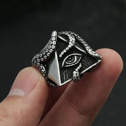 Fashion Vintage All Seeing Eye Ring For Men Unique 14K Gold Punk Octopus Tentacle Ring Biker Jewellery Gifts