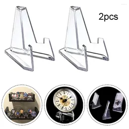 Frames 2PCS Triangle Display Stand Clear Acrylic Commemorative Coin Watch Holder Transparent Exhibit Pos Rack Business Cards Shelf