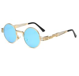 Sunglasses Luxury Men Round Sun glass Coating Glasses Metal Vintage Retro Lentes of Male 16 colors2234037