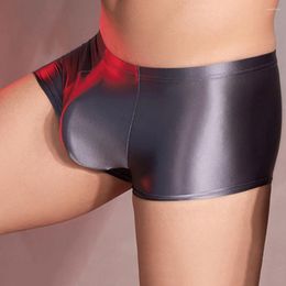 Underpants Men Sexy Panties Oil Shiny Boxer Briefs Low Rise Elastic Underwear Gay Lingerie Sex Underwears Breathable