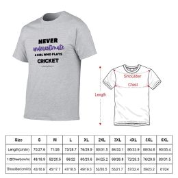 Never underestimate a girl who plays cricket T-Shirt plus sizes plain funny t shirts for men