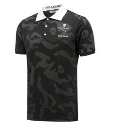 Summer Golf Clothing Men Short Sleeve TShirts Black or White Colours Camouflage FabricOutdoor Sports Polos Shirt 22060627244634570464