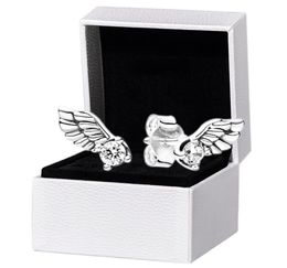 925 Sterling Silver Angel Wing Stud Earrings Original box set for Women CZ diamond Party Jewelry Earring set8548034