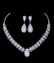 Luxurious Wedding Jewellery Sets for Bridal Bridesmaid Jewelery Drop Earring Necklace Set Austria Crystal Whole Gift50763335264812