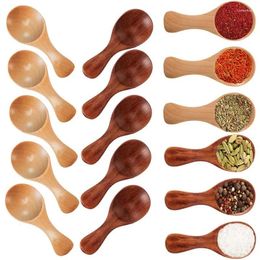 Spoons Short Handle 10 Packets Of Small Wooden Spoon Tea Honey Coffee Condiment Salt Sugar Baby Mini Kitchen Accessories