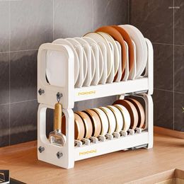 Kitchen Storage Portable Double-layer Dish Bowl Draining Rack With Chopstick Cage Household Tableware Organiser Tray Box Basket