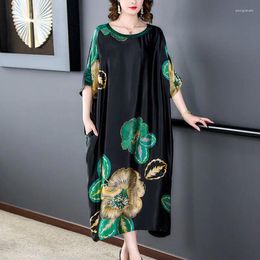 Party Dresses Oversized Women Long Floral Dress Summer Short Sleeve Pullover With Pocket Vintage Fashion Female Big Size Casual Robe