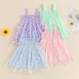 Girl Dresses Children Girls Tulle Dress Daisy Floral Kids Birthday Party Sleeveless Sling Toddler Casual Clothing Princess