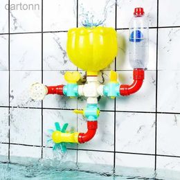 Bath Toys QWZ New DIY Montessori Children Bath Toys Water Spray Rotating Water Jet Game Bathtub Toy For 1 To 4 Year Old Baby Kids Gift 240413