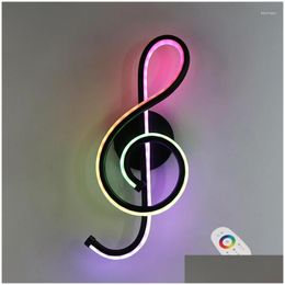 Wall Lamp Zena Rgb Decoration Bedroom Beside Light Music Clef Shape Night Home Indoor Living Room Drop Delivery Garden El Supplies De Dhh3U