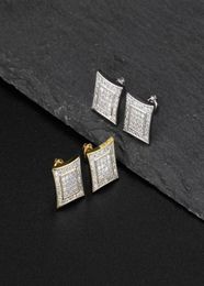 Luxury Designer Men Stud Earrings Hip Hop Jewellery Fashion Man Square Shape Earing Women Ear Ring Mens Diamond Earings Zircon Earin5182247