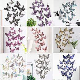 Window Stickers 12pcs/set 3D Hollow Butterfly Wall For Kids Rooms Home Decor Fridge DIY Party Wedding Butterflies