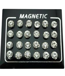 Stud REGELIN 12 Pairlot 4567mm Round Crystal Rhinestone Magnet Earring Puck Women Mens Magnetic Fake Ear Plug Jewelry1997881