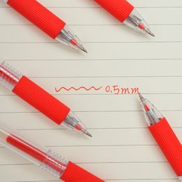 5pcs Red Retractable Gel Pens Black Red Ink 0.5mm Ballpoint Replaceable Refills Office School Supplies Stationery