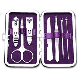 Whole7pcs Nail Tools New Arrival Manicure Set Nail Care Clippers Scissors Travel Grooming Kits Case3659373