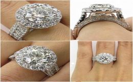 Luxury Female Big Diamond Ring 925 Silver Filled Ring Vintage Wedding Band Promise Engagement Rings For Women9637592