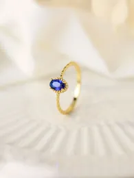 Cluster Rings Factory S 925 Sterling Silver Women's Ring With Sapphire And Golden Color Elegant Delicate Style For Party