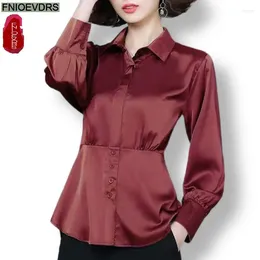 Women's Blouses S-4XL 2024 Spring Summer Peplum Tops Women Basic Wear Office Lady Long Sleeve Retro Vintage Elegant Button Shirts