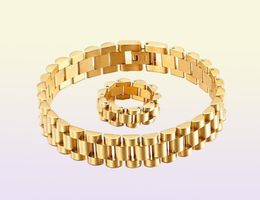 15Mm Men Women Stainless Steel Watch link chain Band Strap Bracelet Watchband Wristband Bracelets Rings Gold Hiphop Wrist Strap Li1746901