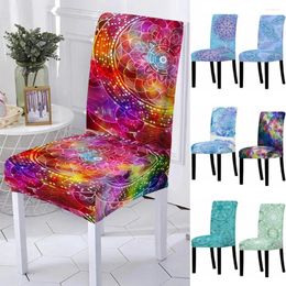 Chair Covers Elastic Spandex Mandala Flower Cover High Back Protector Case For Resterant Wedding Party Dining Room Decoration