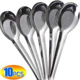 Spoons 10/1PCS Stainless Steel Soup Spoon Deepened Dessert Flatware Rice Dinner Kitchen Tableware Cooking Utensil