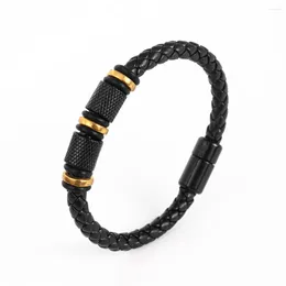 Bangle Trend Multi-Layer Leather Woven Magnetic Buckle Beaded Bracelet Charm Men's Hip-Hop Punk Jewelry Accessories Gift