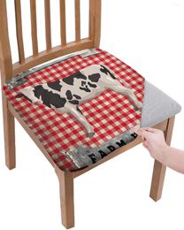Chair Covers Plaid Cow Retro Farm Elasticity Cover Office Computer Seat Protector Case Home Kitchen Dining Room Slipcovers