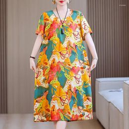 Party Dresses Elegant Summer Dressess 2024 Loose Oversize Short Sleeve Vintage Woman Korean Clothing High Quality