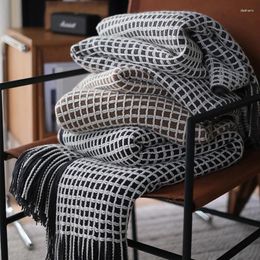 Blankets Light Luxury Style Woollen Knitted Sofa Decorative Air Conditioning Blanket Minimalist Lengthened Bed Towel