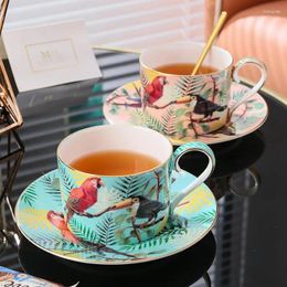 Cups Saucers Premium Exquisite Coffee Cup Set Macaw Bone China English Afternoon Tea Party Mug Home Decoration Drinking Gift Box