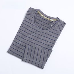 100% Merino Wool Base Layer Shirts Mens Merino O Neck Striped Long Sleeve Thermal Underwear Lightweight Breathable Sports Shirt