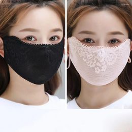Scarves Solid Color Sunscreen Lace Mask Hanging Ear Flower Face Cover UV Protection Adjustable Strap Women