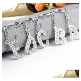 Keychains & Lanyards 26 A To Z Crystal English Letters Initial Keychain Key Rings Holders Bag Pendant Charm Fashion Jewellery Gift Epac Dhp9F