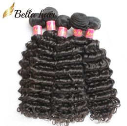 Unprocessed Virgin Human Hair Bundles Brazilian Peruvian Malaysia Indian Mongolian Deep Wave Hair Extensions Weft Natural Color6848066