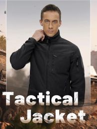 Men's Fleece Jacket Full Zip Tactical Jackets Outdoor Hiking Coats with Zipper Pockets Work Jacket Windbreaker Overcoat