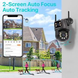 IP Cameras 4K 8MP HD Wifi PTZ Camera Outdoor 4MP Dual Lens Dual Screen AI Auto Tracking IP Camera CCTV Audio Video Surveillance P2P iCSee 240414