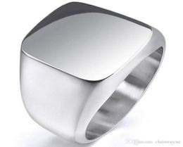 New Vintage Mens Boys Sterling Silver Color Stainless Steel 316L Polished Biker Signet Solid ring Men039s Jewelry7562377