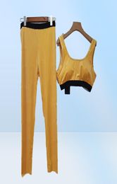 Letters Womens Yoga Set Textile Webbing Design Tight Tracksuit Summer Sleeveless Sportswear2817358
