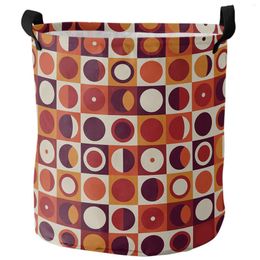 Laundry Bags Plaid Rectangle Round Orange Red Dirty Basket Foldable Waterproof Home Organizer Clothing Kids Toy Storage