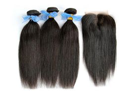 Brazilian Virgin Hair Weaves Bundles and Top Lace Closure Unprocessed 8A Brazillian Straight Remy Human Hair Extenstions With Clos2049582