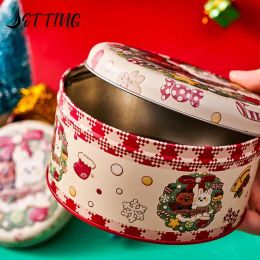 1PCS Cute Small Christmas Cookie Box Round Tin Box Candy Box Taro Cake Box Large Round Metal Case Containers Cookie Baking Box