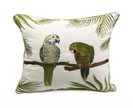 Deluxe Embroidery Parrots Plant Designer Pillow Cover Sofa Cushion Cover Canvas Home Bedding Decorative Pillowcase 18x18quot Sel8717614